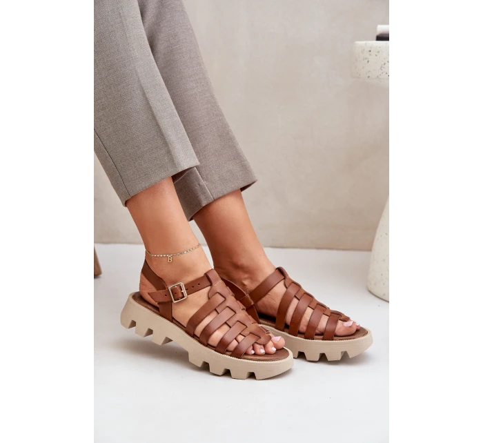 Kožené Dámské Sandály Zazoo model 21682178 Camel - Boto Kožené Dámské Sandály Zazoo model 21682178 Camel - Boto