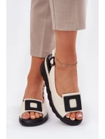 Kožené Dámské Sandály Na Klínu s Dekorací Artiker 56C1570 Béžové