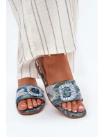 Ploché Dámské Pantofle S Ozdobnou Sponou Modré Clariola Ploché Dámské Pantofle S Ozdobnou Sponou Modré Clariola