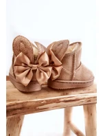 Dívčí teplé sněhule s mašlemi Béžove Meriva