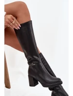 Dámské musketýrky z přírodní kůže na sloupkovém podpatku, zateplené Vinceza 66826 – černé Dámské musketýrky z přírodní kůže na sloupkovém podpatku, zateplené Vinceza 66826 – černé