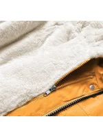 Žluto-ecru teplá dámská zimní bunda (w629) Žluto-ecru teplá dámská zimní bunda (w629)