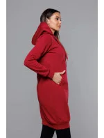 Dlouhá tepláková mikina ve vínové bordó barvě model 17793369 - J.STYLE Dlouhá tepláková mikina ve vínové bordó barvě model 17793369 - J.STYLE