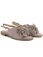 Dámské ploché sandály s flitry khaki Potocki model 22072419 Dámské ploché sandály s flitry khaki Potocki model 22072419