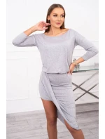 Asymetrické šaty, 3/4 rukávy, šedé
