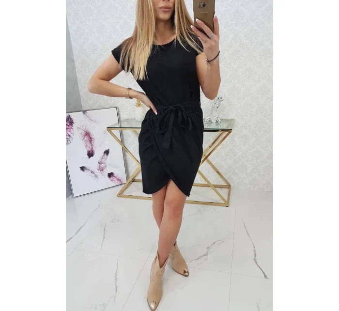 Šaty s obálkou dole černé Šaty s obálkou dole černé