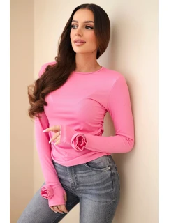 Dámská pruhovaná blůza s nařasením na boku světle růžová