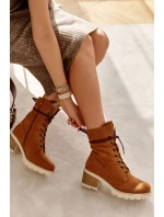 Dámské zateplené kozačky na vysokém podpatku Velbloud model 21596739 - Boto