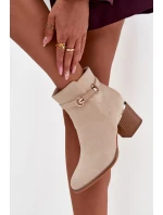 Dámské zimní boty na podpatku s ozdobným páskem béžové Galissa Dámské zimní boty na podpatku s ozdobným páskem béžové Galissa