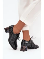 Kožené lakované dámské lodičky na podpatku s krystaly Artiker 57C0072 šedé