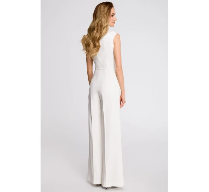 S115 Overal se širokými nohavicemi - ecru