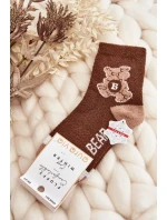 Mládežnické teplé ponožky s medvídkem, hnědé Mládežnické teplé ponožky s medvídkem, hnědé