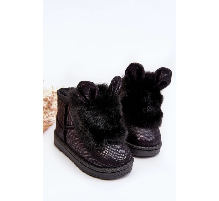 Dětské zimní botky s kožešinou a ušima Černé Betty Dětské zimní botky s kožešinou a ušima Černé Betty