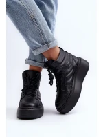 model 21647202 Dámské Kožené Sportovní Boty na Platformě Černé - Zazoo