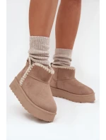 Dámské Sněhule Na Platformě S Prošíváním Big Star SS274129 Béžové Dámské Sněhule Na Platformě S Prošíváním Big Star SS274129 Béžové