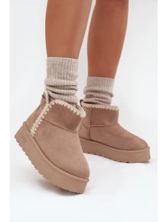 Dámské Sněhule Na Platformě S Prošíváním Big Star SS274129 Béžové