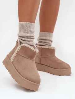 Dámské Sněhule Na Platformě S Prošíváním Big Star SS274129 Béžové