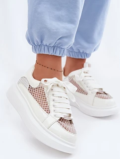 Kožené Dámské Tenisky S Dekorací model 22095158 Bílé - Goe