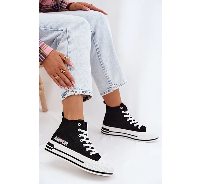 Dámské vysoké tenisky na platformě Černé model 22107450 - Boto Dámské vysoké tenisky na platformě Černé model 22107450 - Boto