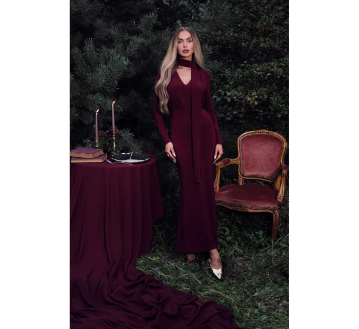 Šaty s řasením a  bordó model 21479357 - Moe