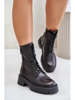 Kožené Zateplené Kotníkové Boty Workery Dámské Big Star Černé