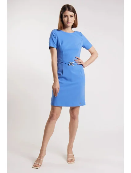 Dámské šaty s páskem DRE0270-M12 chrpová - Monnar