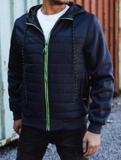 Pánská přechodná prošívaná bunda s kapucí tmavě modrá FashionStreet TX4939