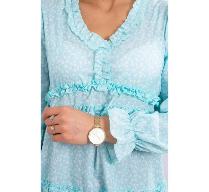 Šaty s ozdobnými volánky mint