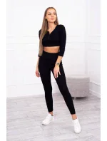 Pruhovaný krátký top set černý