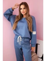 Komplet teplákové + kalhoty máslová látka denim melír Komplet teplákové + kalhoty máslová látka denim melír