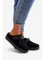 Dámské pantofle zateplené kožíškem na platformě černé model 21671344 - Boto