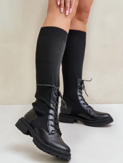 Zateplené Kozačky Se Svrškem Černé model 21679821 - Boto