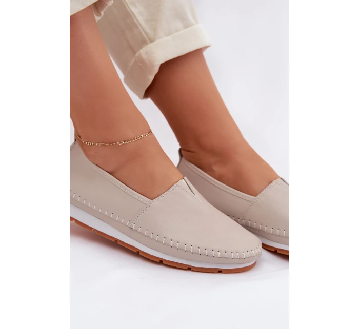 Kožené dámské polobotky S.Barski LR61-7051 Béžové Kožené dámské polobotky S.Barski LR61-7051 Béžové