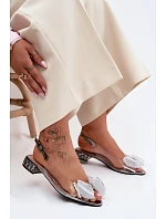 Průhledné sandály s krystaly a síťovanou mašlí D&A MR61-9004 Šedé