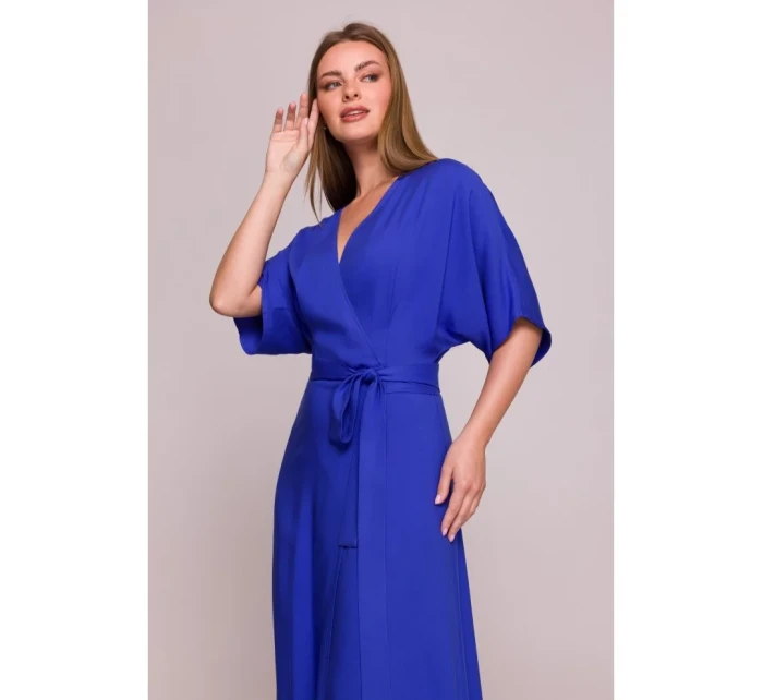 Viskózové maxi šaty se vzorem modré model 21154690 - STYLOVE