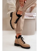 Nízké Dámské Kotníkové Boty Zateplené Z Eko Kůže Béžové Erisabelle Nízké Dámské Kotníkové Boty Zateplené Z Eko Kůže Béžové Erisabelle