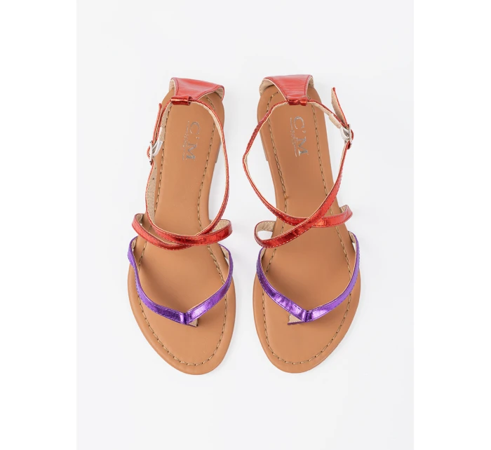 Komfortní fialové  sandály dámské bez podpatku