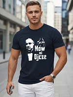 Pánské bavlněné tričko s klasickým potiskem tmavě modré FashionStreet NX5145R