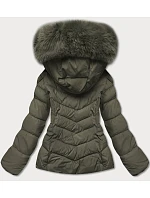 Dámská krátká zimní bunda khaki (TY043-29)