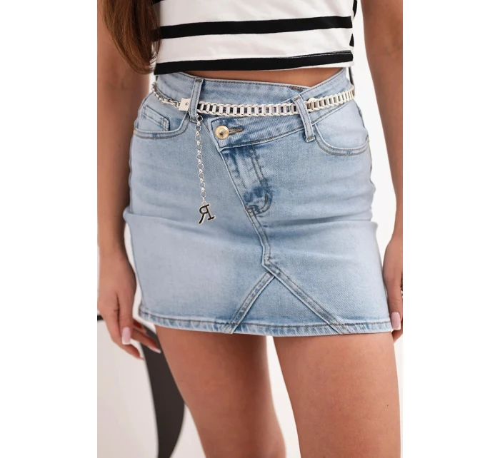 Džínová mini sukně M.Sara s řetízkem modrá