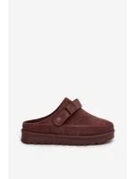 Dámské teplé pantofle s kožešinou na platformě čokoládové model 21715168 - Boto