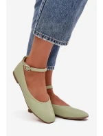 Dámské baleríny s páskem a sponou Zelené model 21747615 - Boto