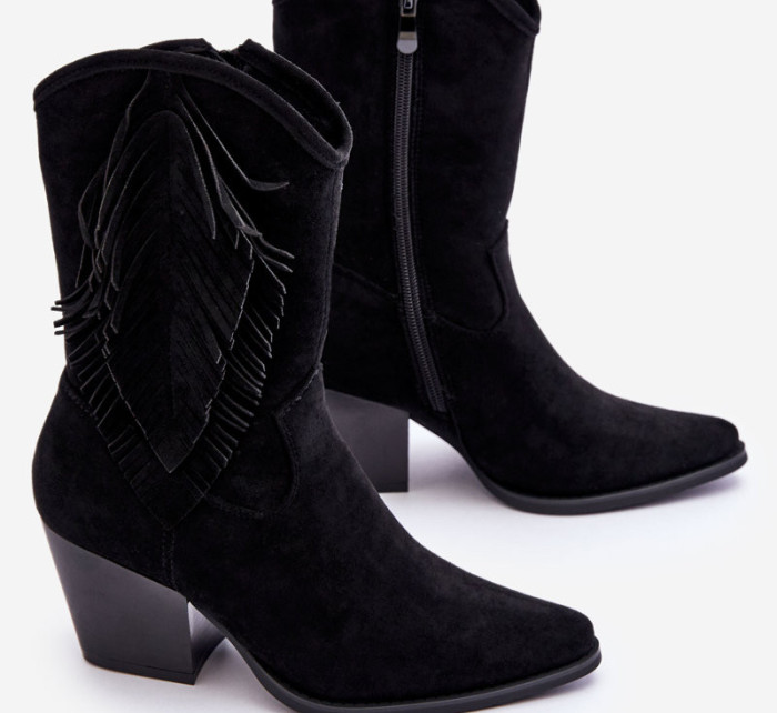 Dámské nízké semišové kovbojské boty Černá Elyse