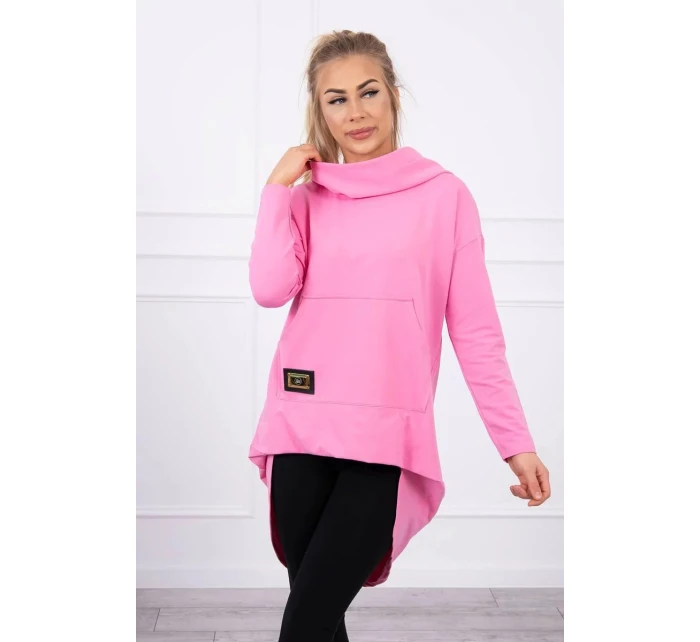 Dámská prodloužená mikina s kapucí 9116 Růžová - K-Fashion