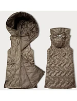 Dámská vesta ve velbloudí barvě s ozdobným prošíváním model 20965895 - S'WEST