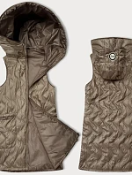 Dámská prošívaná ozdobná bunda bez rukávů S'West camel (B8348-12)