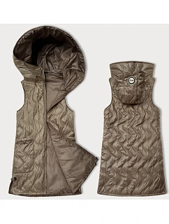 Dámská vesta ve velbloudí barvě s ozdobným prošíváním model 20965895 - S'WEST
