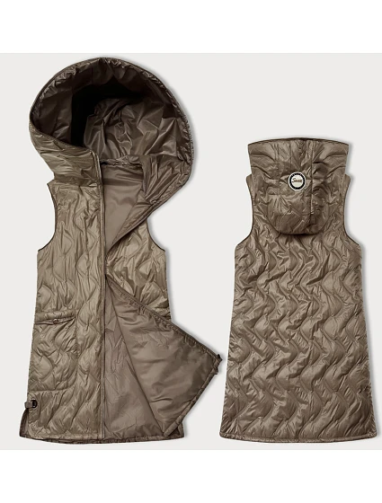Dámská vesta ve velbloudí barvě s ozdobným prošíváním model 20965895 - S'WEST