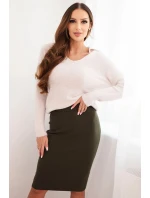 Dámská sukně z elastické viskózové pleteniny khaki Dámská sukně z elastické viskózové pleteniny khaki