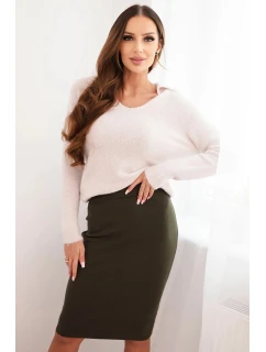 Dámská sukně z elastické viskózové pleteniny khaki